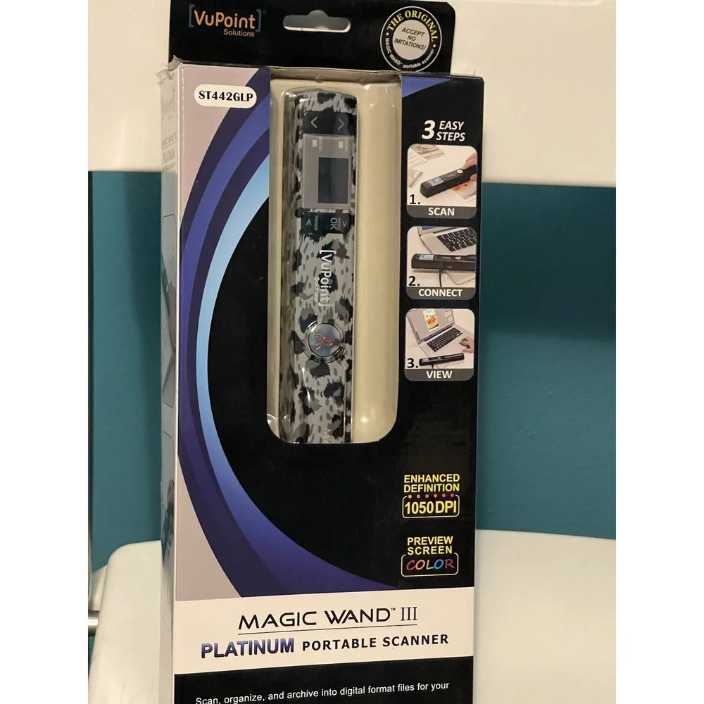 VuPoint,Magic Wand III Portable Scanner White/Grey Leopard, ST442GLP New (24)